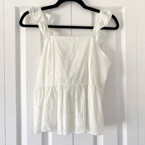 Urban Romantics White Peplum Dotted Top